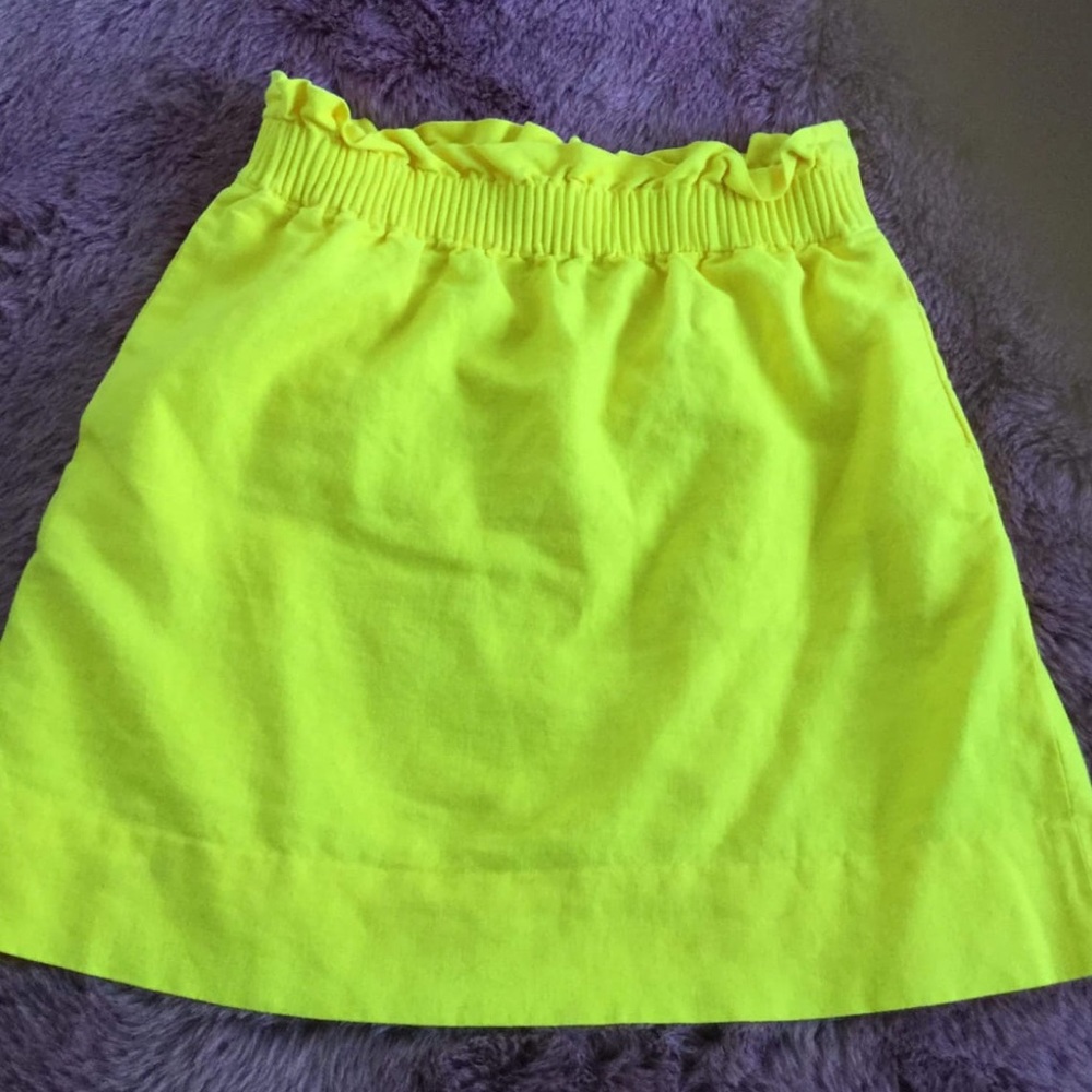 J Crew paper bag linen yellow skirt with pockets
